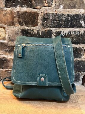 Fossil Teal Leather Crossbody Bag